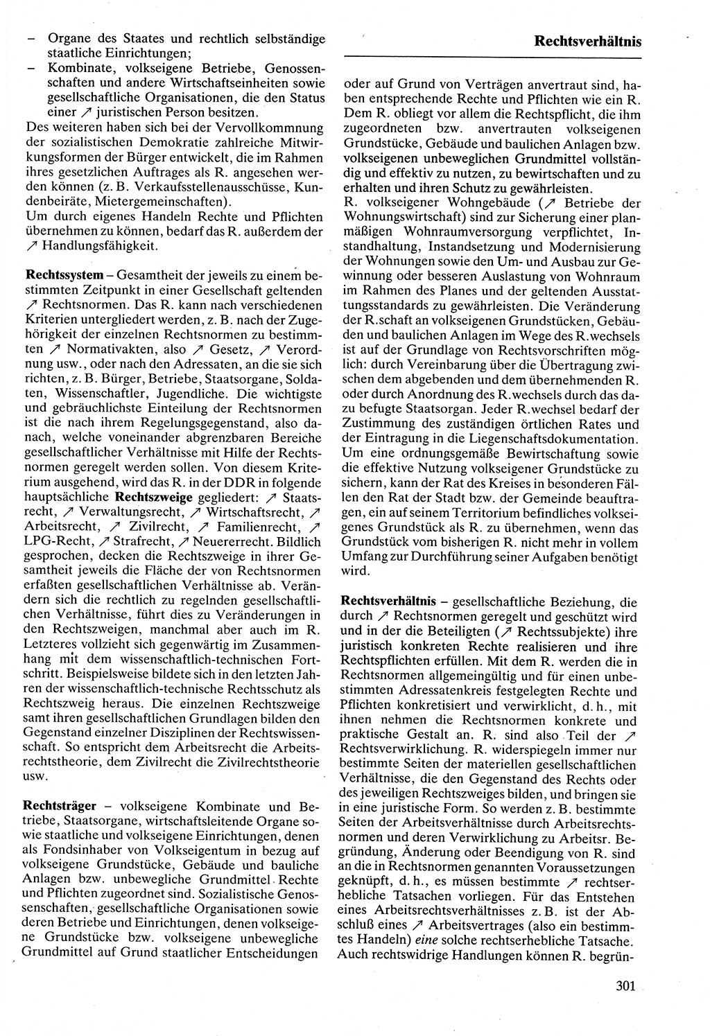 Rechtslexikon [Deutsche Demokratische Republik (DDR)] 1988, Seite 301 (Rechtslex. DDR 1988, S. 301)