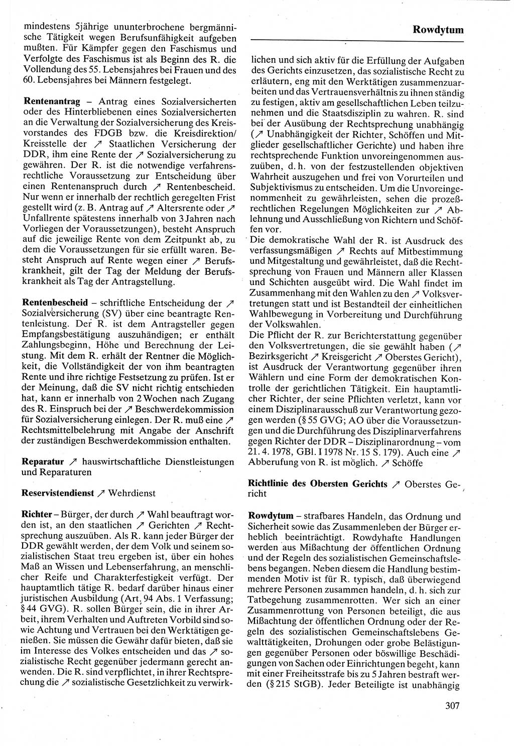 Rechtslexikon [Deutsche Demokratische Republik (DDR)] 1988, Seite 307 (Rechtslex. DDR 1988, S. 307)