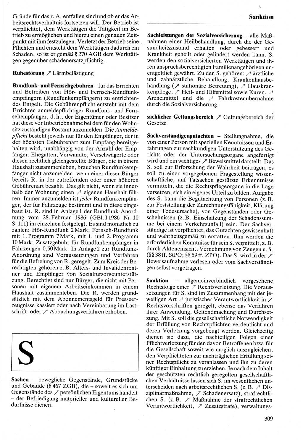 Rechtslexikon [Deutsche Demokratische Republik (DDR)] 1988, Seite 309 (Rechtslex. DDR 1988, S. 309)