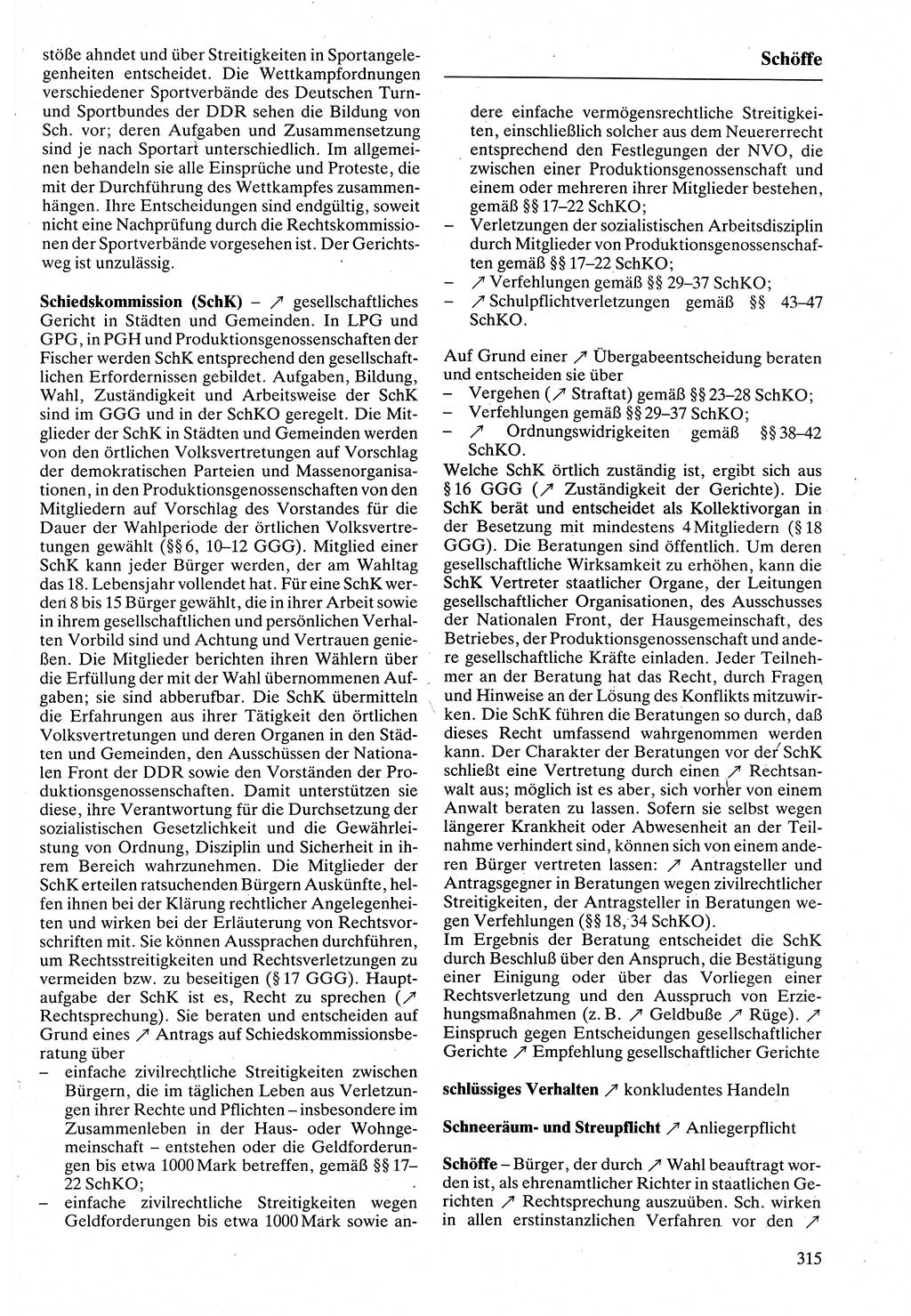 Rechtslexikon [Deutsche Demokratische Republik (DDR)] 1988, Seite 315 (Rechtslex. DDR 1988, S. 315)