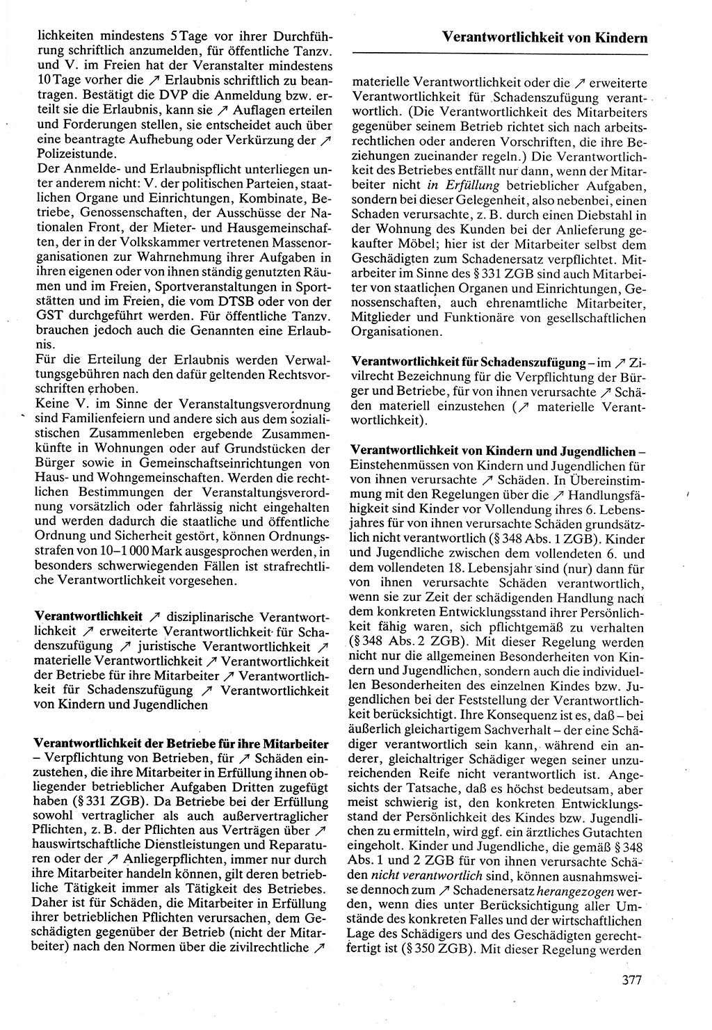 Rechtslexikon [Deutsche Demokratische Republik (DDR)] 1988, Seite 377 (Rechtslex. DDR 1988, S. 377)