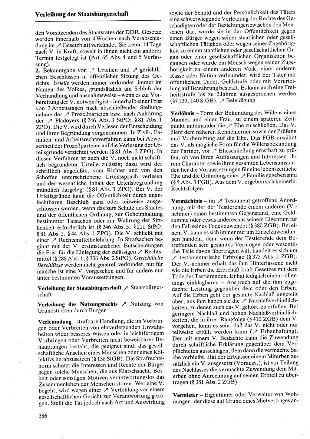 Rechtslexikon [Deutsche Demokratische Republik (DDR)] 1988, Seite 386 (Rechtslex. DDR 1988, S. 386)