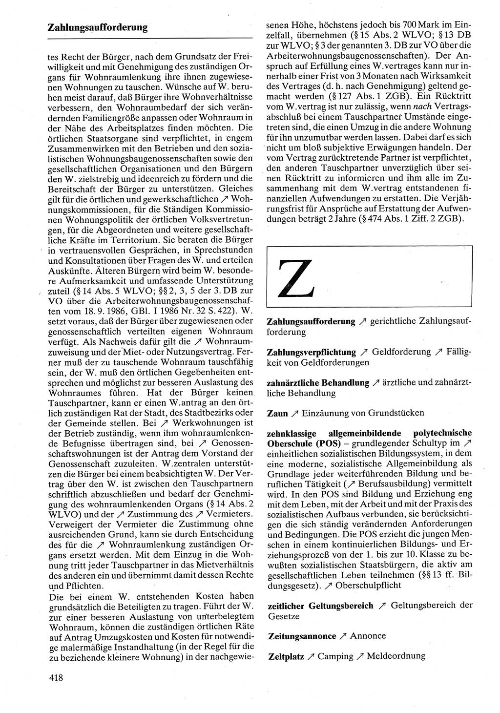 Rechtslexikon [Deutsche Demokratische Republik (DDR)] 1988, Seite 418 (Rechtslex. DDR 1988, S. 418)