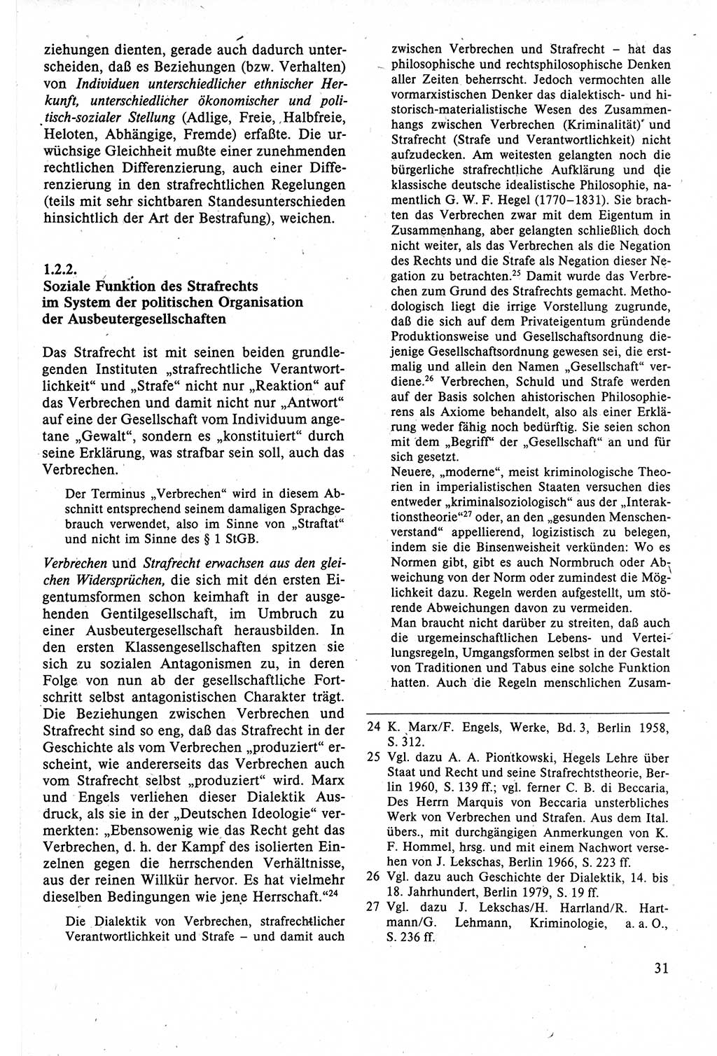 Strafrecht der DDR (Deutsche Demokratische Republik), Lehrbuch 1988, Seite 31 (Strafr. DDR Lb. 1988, S. 31)