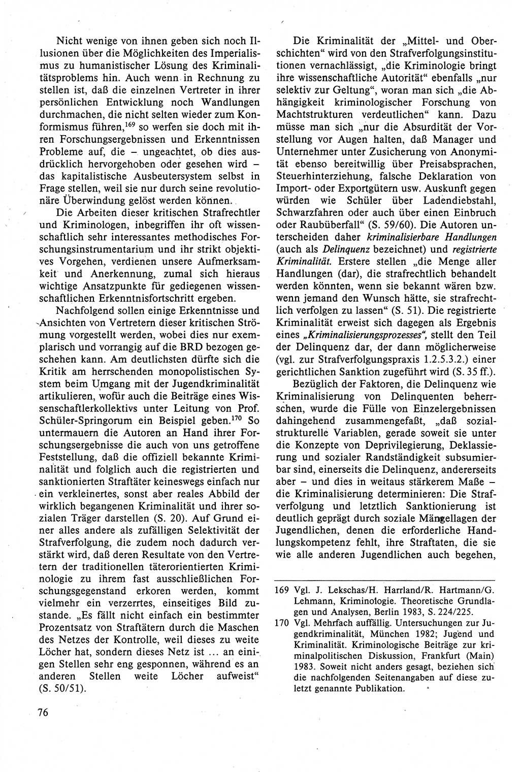 Strafrecht der DDR (Deutsche Demokratische Republik), Lehrbuch 1988, Seite 76 (Strafr. DDR Lb. 1988, S. 76)