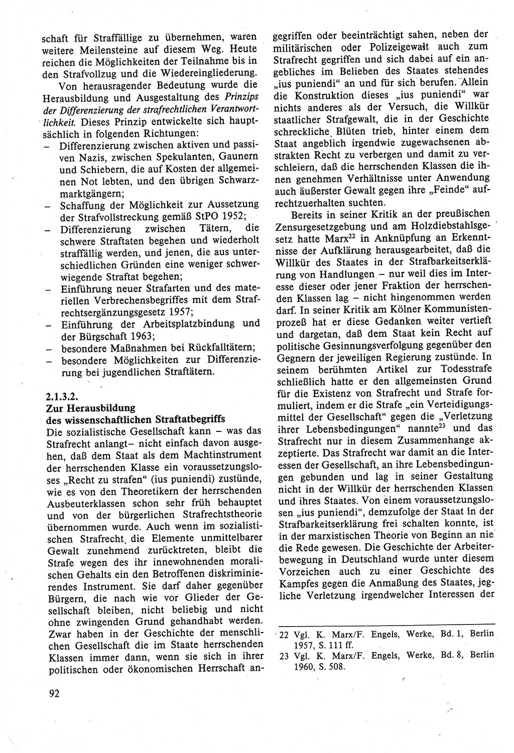 Strafrecht der DDR (Deutsche Demokratische Republik), Lehrbuch 1988, Seite 92 (Strafr. DDR Lb. 1988, S. 92)