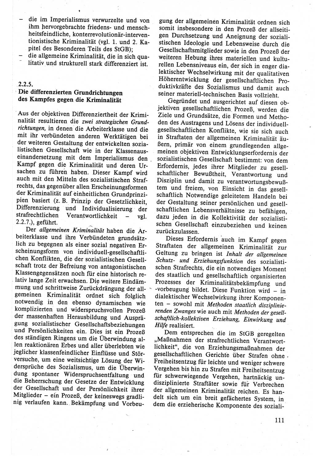 Strafrecht der DDR (Deutsche Demokratische Republik), Lehrbuch 1988, Seite 111 (Strafr. DDR Lb. 1988, S. 111)