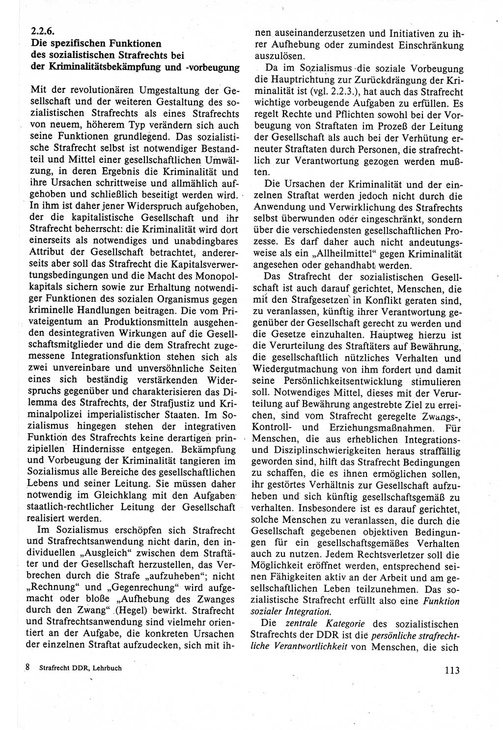 Strafrecht der DDR (Deutsche Demokratische Republik), Lehrbuch 1988, Seite 113 (Strafr. DDR Lb. 1988, S. 113)