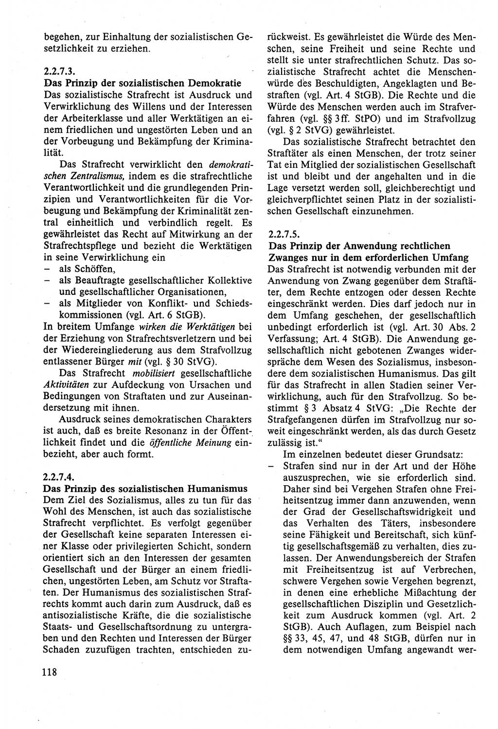 Strafrecht der DDR (Deutsche Demokratische Republik), Lehrbuch 1988, Seite 118 (Strafr. DDR Lb. 1988, S. 118)