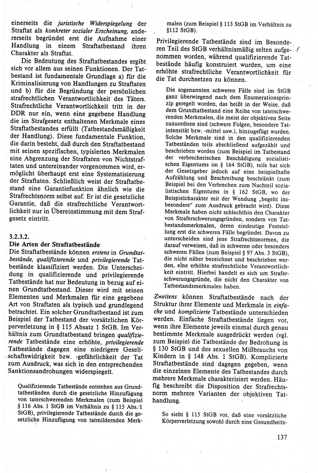 Strafrecht der DDR (Deutsche Demokratische Republik), Lehrbuch 1988, Seite 137 (Strafr. DDR Lb. 1988, S. 137)