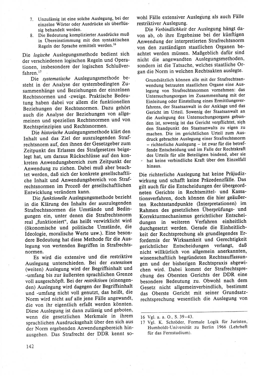 Strafrecht der DDR (Deutsche Demokratische Republik), Lehrbuch 1988, Seite 142 (Strafr. DDR Lb. 1988, S. 142)