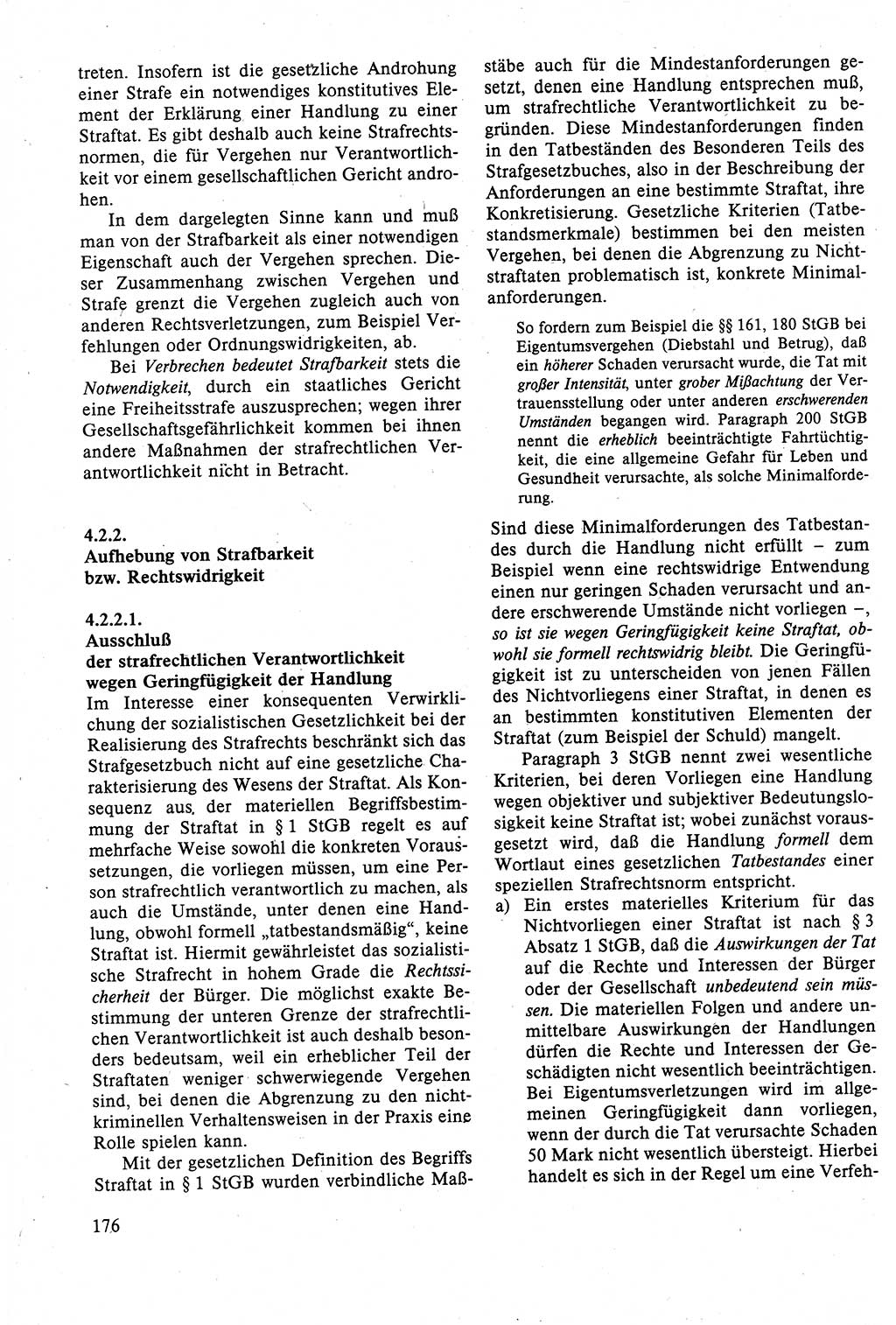 Strafrecht der DDR (Deutsche Demokratische Republik), Lehrbuch 1988, Seite 176 (Strafr. DDR Lb. 1988, S. 176)