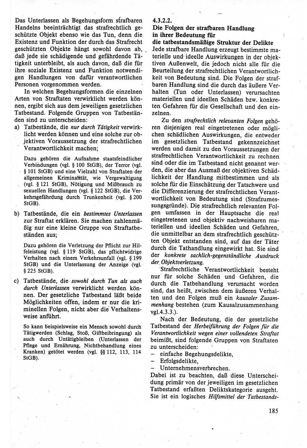 Strafrecht der DDR (Deutsche Demokratische Republik), Lehrbuch 1988, Seite 185 (Strafr. DDR Lb. 1988, S. 185)