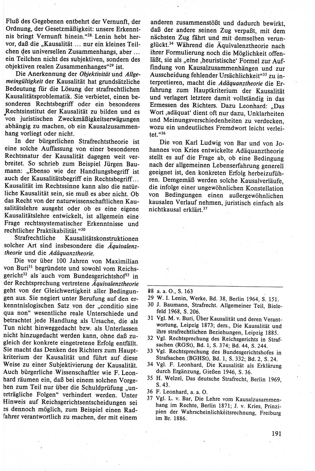 Strafrecht der DDR (Deutsche Demokratische Republik), Lehrbuch 1988, Seite 191 (Strafr. DDR Lb. 1988, S. 191)