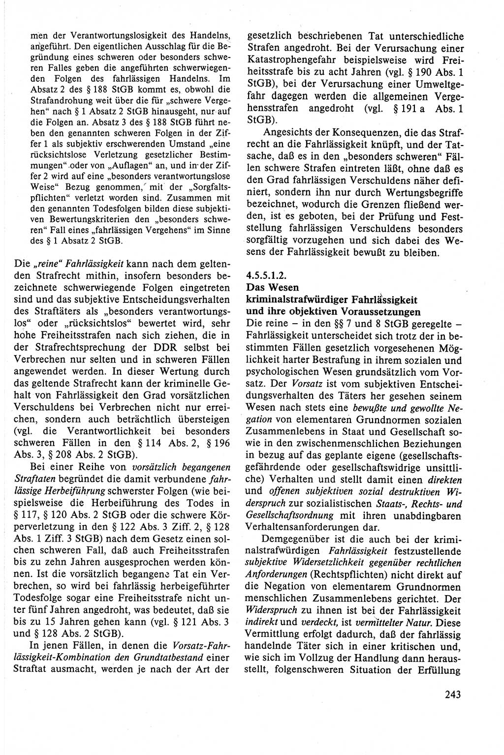 Strafrecht der DDR (Deutsche Demokratische Republik), Lehrbuch 1988, Seite 243 (Strafr. DDR Lb. 1988, S. 243)