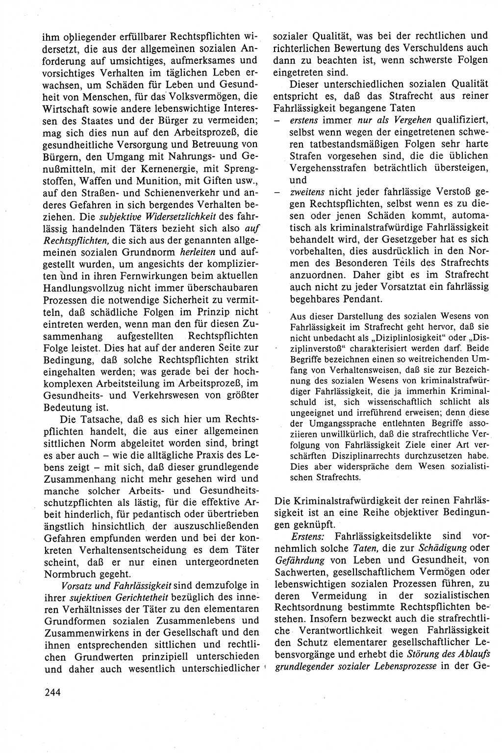 Strafrecht der DDR (Deutsche Demokratische Republik), Lehrbuch 1988, Seite 244 (Strafr. DDR Lb. 1988, S. 244)