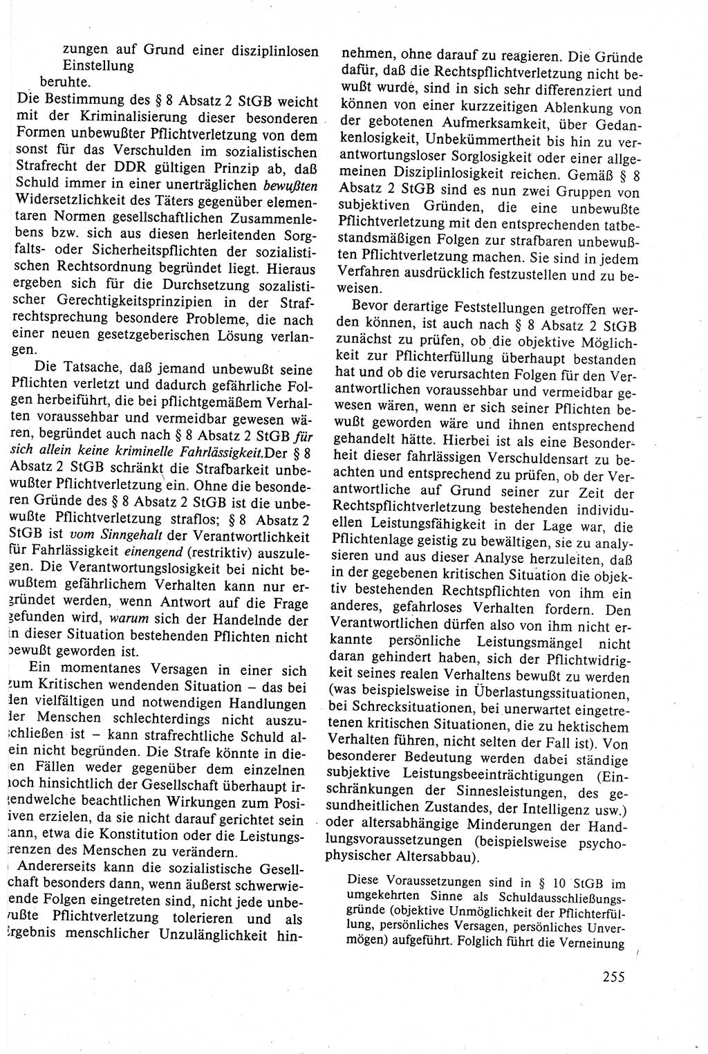 Strafrecht der DDR (Deutsche Demokratische Republik), Lehrbuch 1988, Seite 255 (Strafr. DDR Lb. 1988, S. 255)