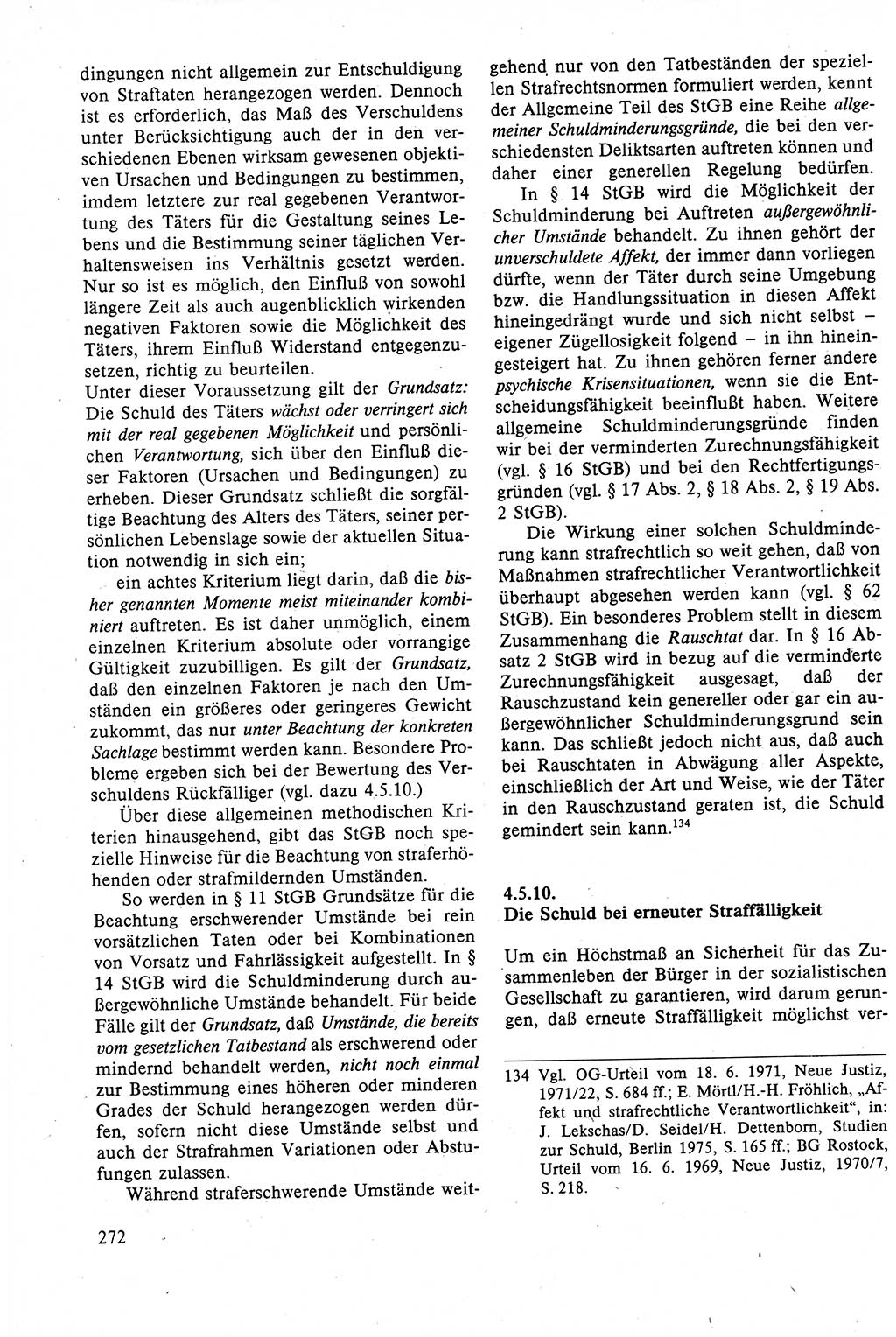 Strafrecht der DDR (Deutsche Demokratische Republik), Lehrbuch 1988, Seite 272 (Strafr. DDR Lb. 1988, S. 272)