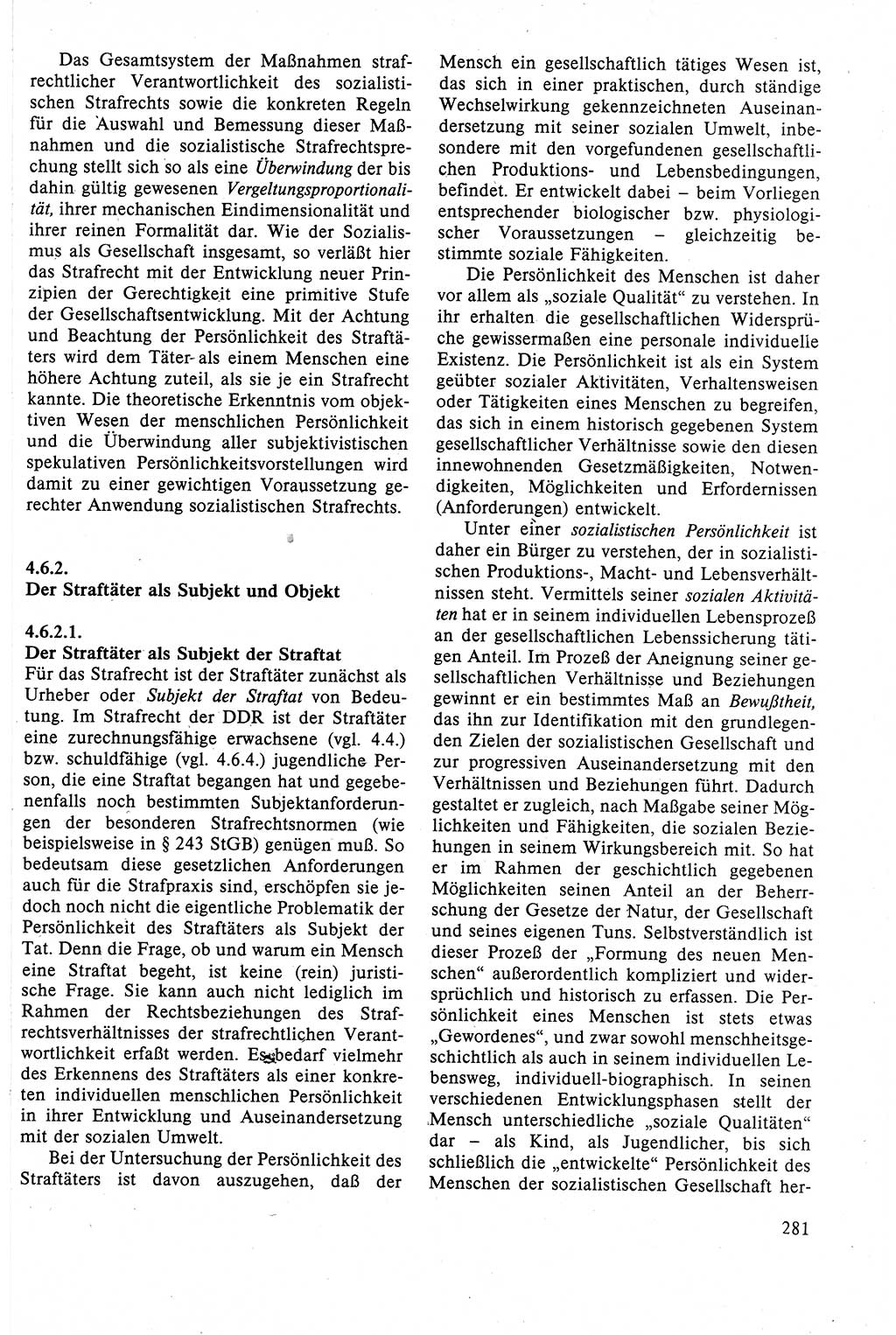 Strafrecht der DDR (Deutsche Demokratische Republik), Lehrbuch 1988, Seite 281 (Strafr. DDR Lb. 1988, S. 281)