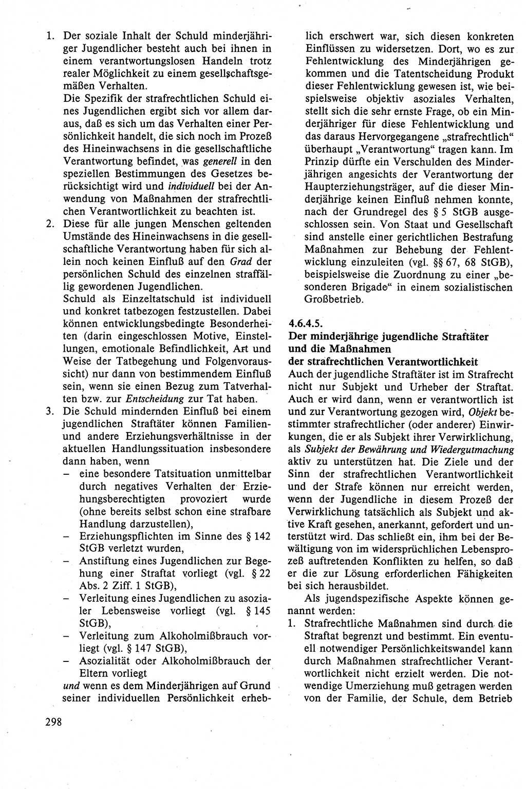 Strafrecht der DDR (Deutsche Demokratische Republik), Lehrbuch 1988, Seite 298 (Strafr. DDR Lb. 1988, S. 298)