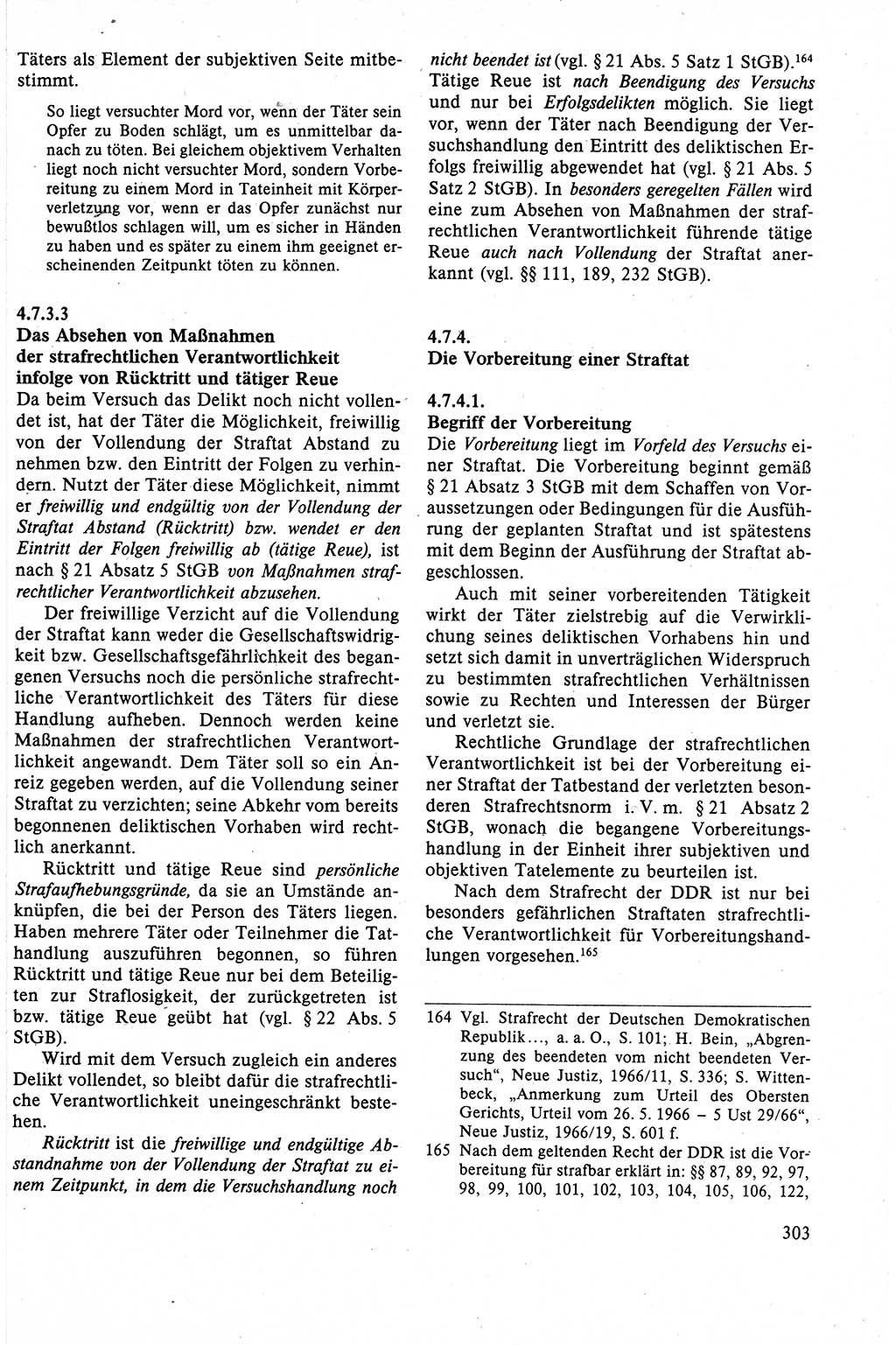 Strafrecht der DDR (Deutsche Demokratische Republik), Lehrbuch 1988, Seite 303 (Strafr. DDR Lb. 1988, S. 303)