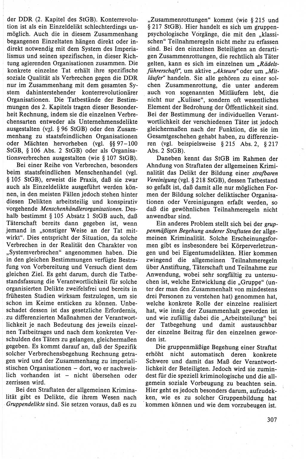 Strafrecht der DDR (Deutsche Demokratische Republik), Lehrbuch 1988, Seite 307 (Strafr. DDR Lb. 1988, S. 307)