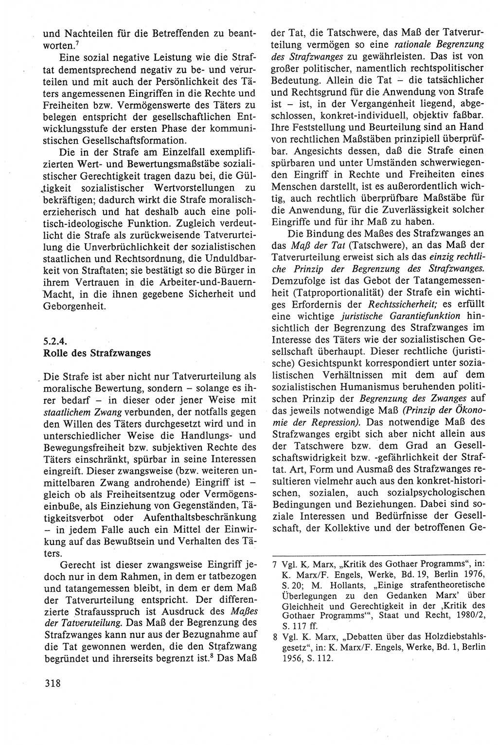 Strafrecht der DDR (Deutsche Demokratische Republik), Lehrbuch 1988, Seite 318 (Strafr. DDR Lb. 1988, S. 318)