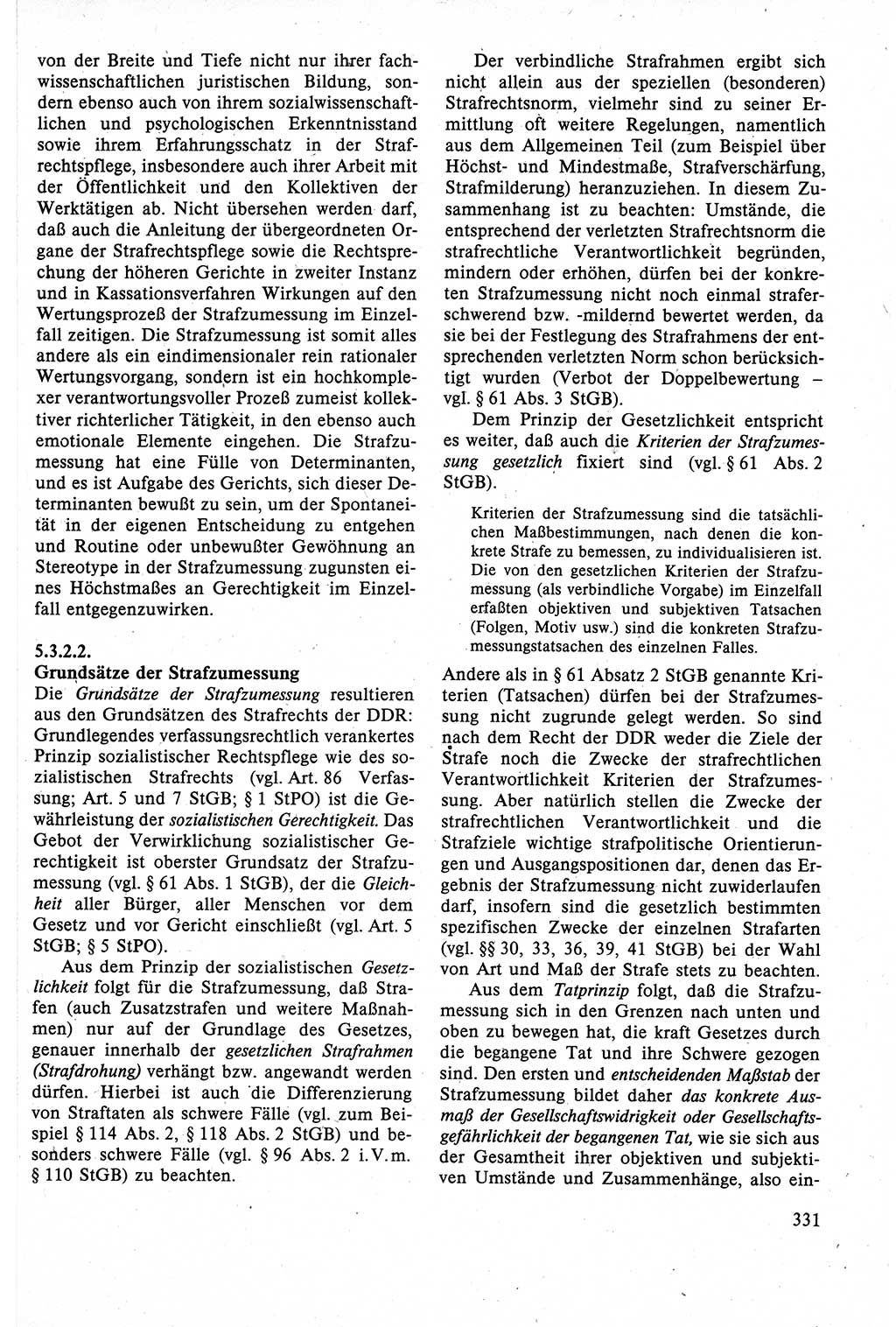 Strafrecht der DDR (Deutsche Demokratische Republik), Lehrbuch 1988, Seite 331 (Strafr. DDR Lb. 1988, S. 331)
