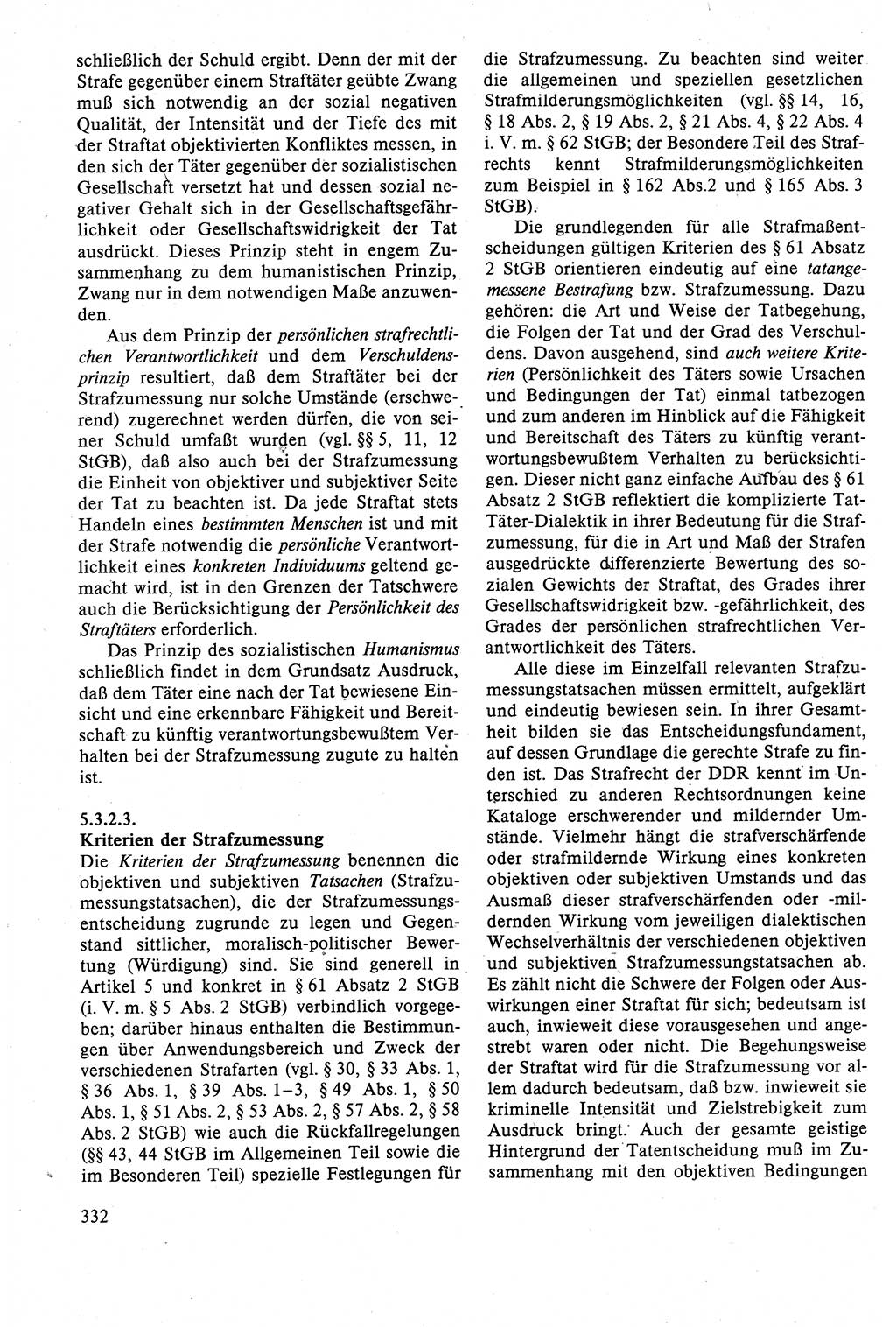 Strafrecht der DDR (Deutsche Demokratische Republik), Lehrbuch 1988, Seite 332 (Strafr. DDR Lb. 1988, S. 332)