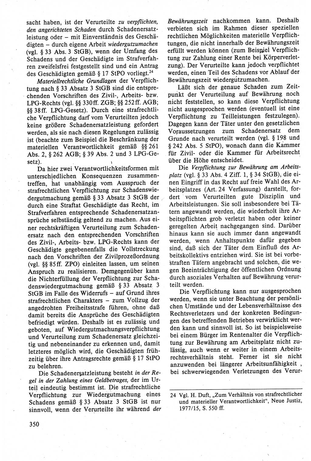Strafrecht der DDR (Deutsche Demokratische Republik), Lehrbuch 1988, Seite 350 (Strafr. DDR Lb. 1988, S. 350)