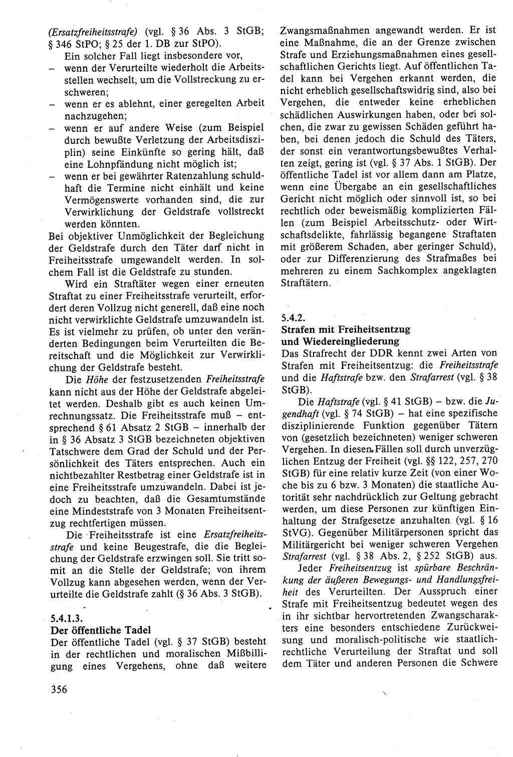 Strafrecht der DDR (Deutsche Demokratische Republik), Lehrbuch 1988, Seite 356 (Strafr. DDR Lb. 1988, S. 356)