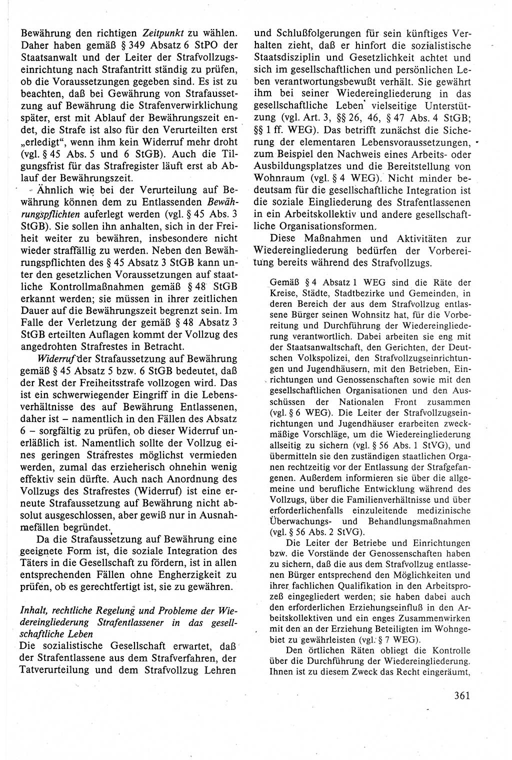 Strafrecht der DDR (Deutsche Demokratische Republik), Lehrbuch 1988, Seite 361 (Strafr. DDR Lb. 1988, S. 361)