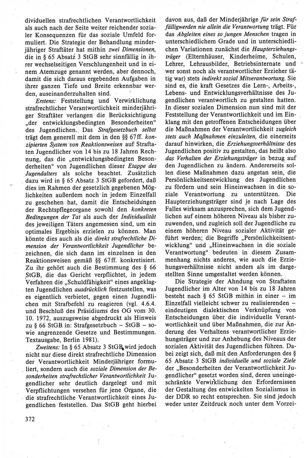 Strafrecht der DDR (Deutsche Demokratische Republik), Lehrbuch 1988, Seite 372 (Strafr. DDR Lb. 1988, S. 372)