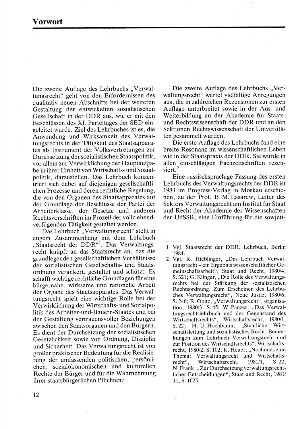 Verwaltungsrecht [Deutsche Demokratische Republik (DDR)], Lehrbuch 1988, Seite 12 (Verw.-R. DDR Lb. 1988, S. 12)