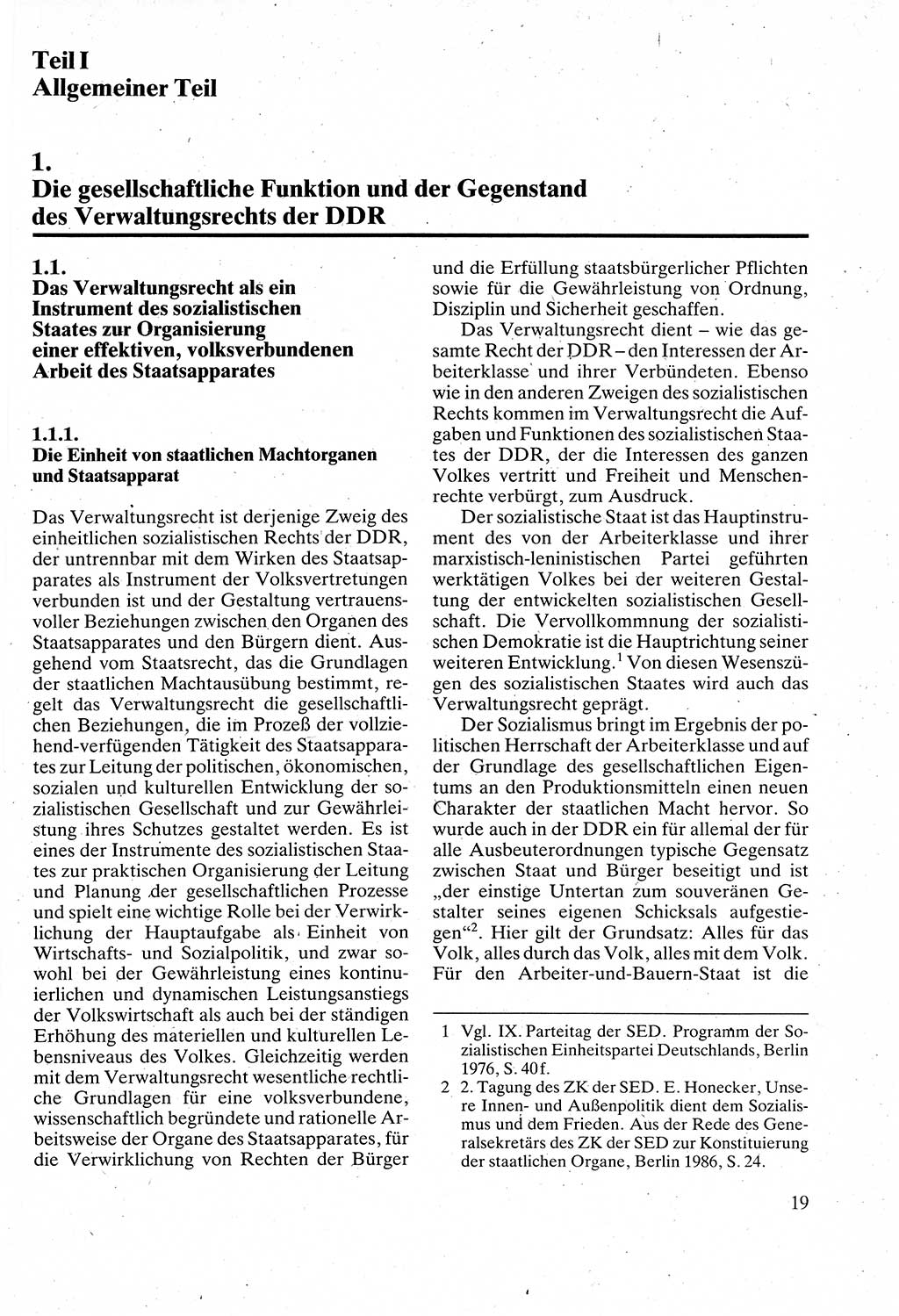 Verwaltungsrecht [Deutsche Demokratische Republik (DDR)], Lehrbuch 1988, Seite 19 (Verw.-R. DDR Lb. 1988, S. 19)