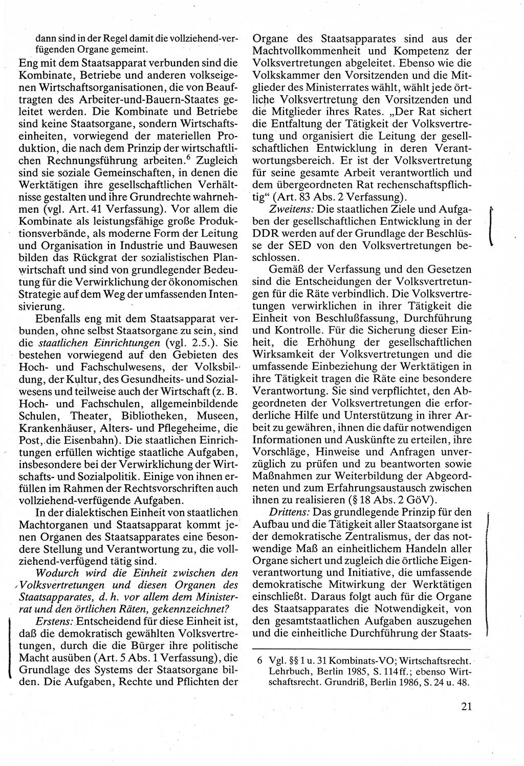 Verwaltungsrecht [Deutsche Demokratische Republik (DDR)], Lehrbuch 1988, Seite 21 (Verw.-R. DDR Lb. 1988, S. 21)