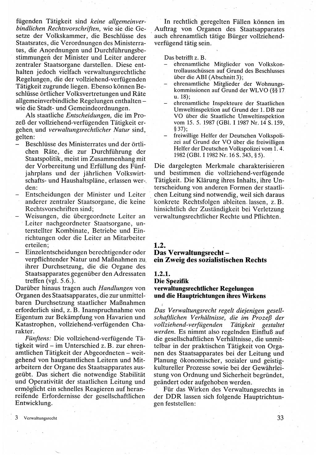 Verwaltungsrecht [Deutsche Demokratische Republik (DDR)], Lehrbuch 1988, Seite 33 (Verw.-R. DDR Lb. 1988, S. 33)