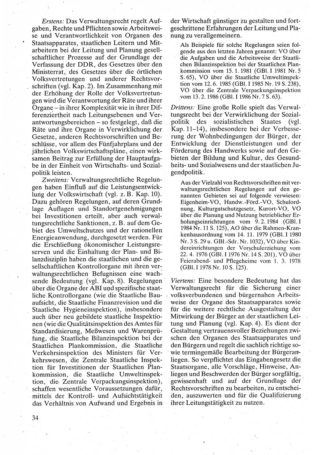 Verwaltungsrecht [Deutsche Demokratische Republik (DDR)], Lehrbuch 1988, Seite 34 (Verw.-R. DDR Lb. 1988, S. 34)