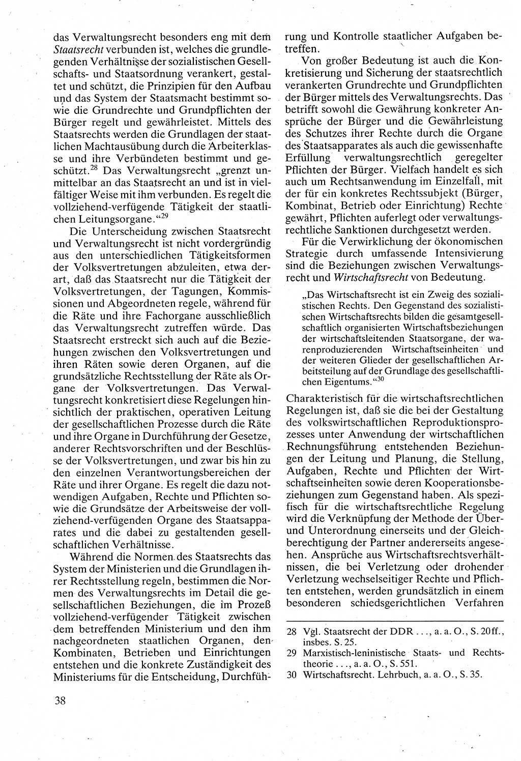 Verwaltungsrecht [Deutsche Demokratische Republik (DDR)], Lehrbuch 1988, Seite 38 (Verw.-R. DDR Lb. 1988, S. 38)