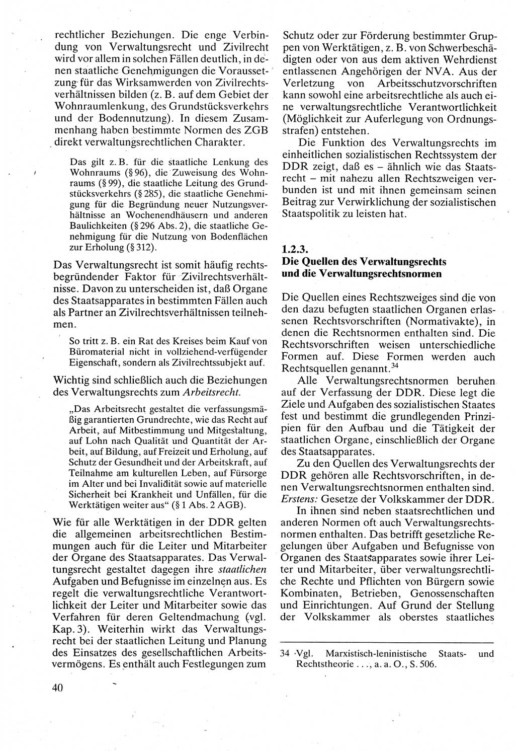 Verwaltungsrecht [Deutsche Demokratische Republik (DDR)], Lehrbuch 1988, Seite 40 (Verw.-R. DDR Lb. 1988, S. 40)