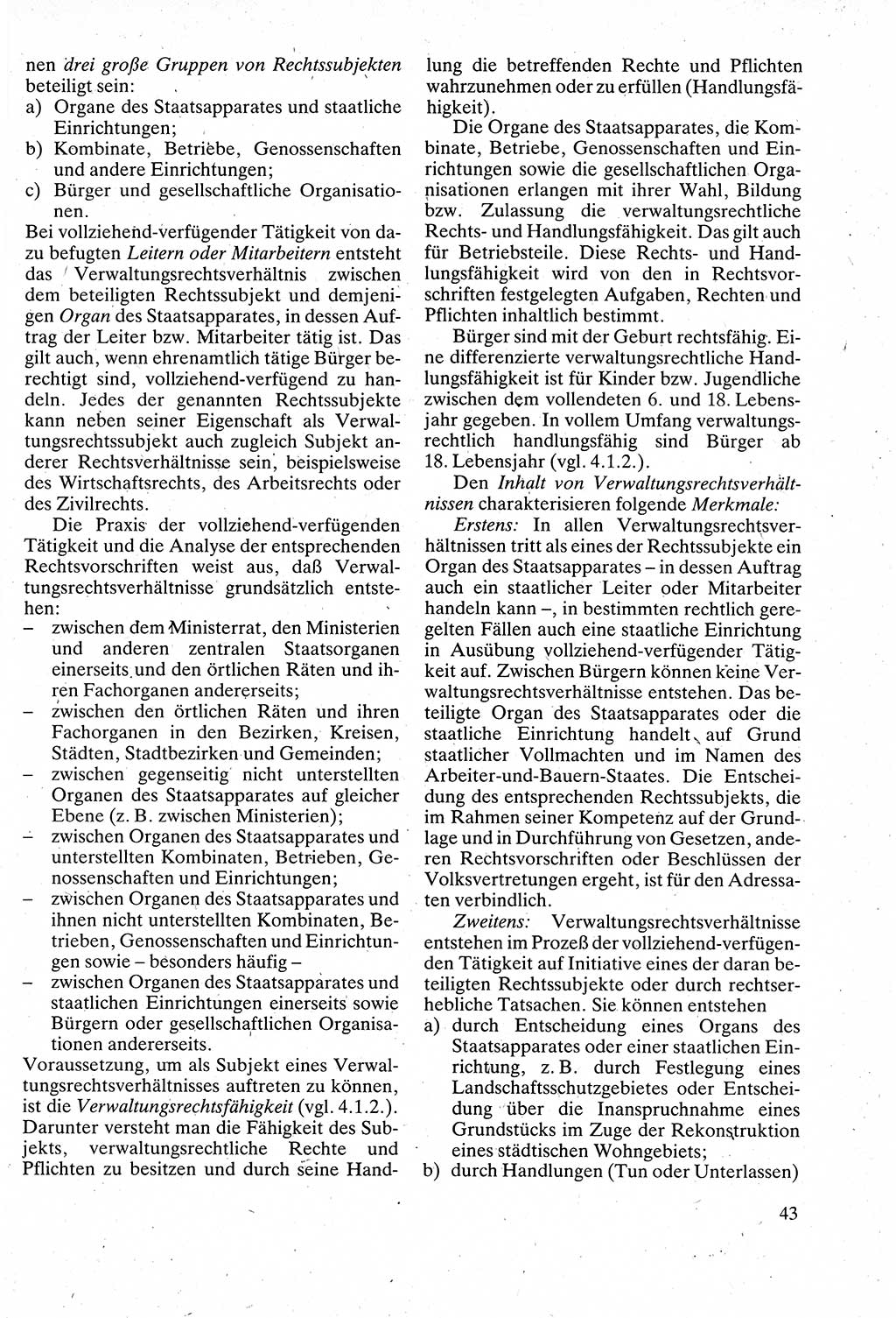 Verwaltungsrecht [Deutsche Demokratische Republik (DDR)], Lehrbuch 1988, Seite 43 (Verw.-R. DDR Lb. 1988, S. 43)