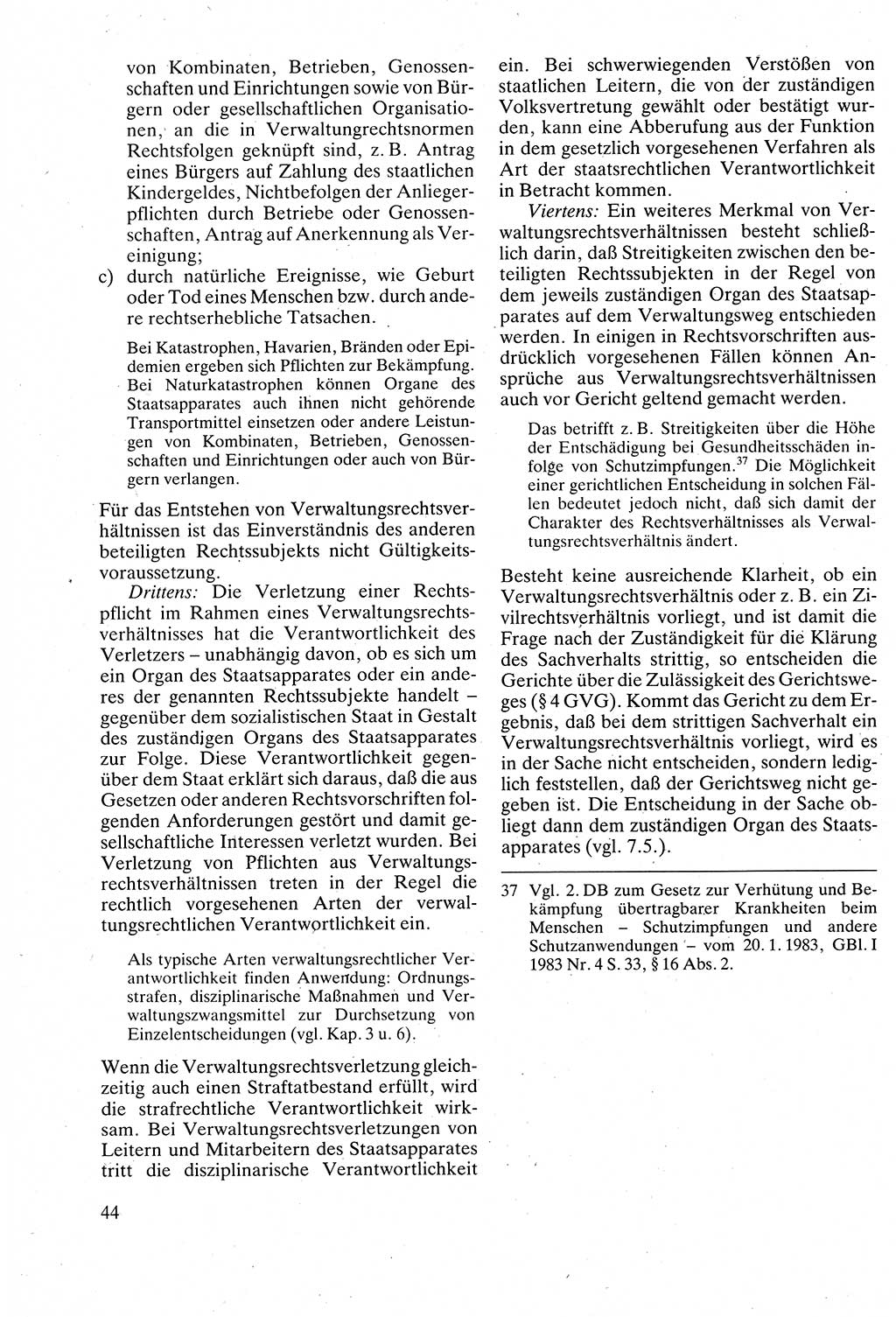 Verwaltungsrecht [Deutsche Demokratische Republik (DDR)], Lehrbuch 1988, Seite 44 (Verw.-R. DDR Lb. 1988, S. 44)