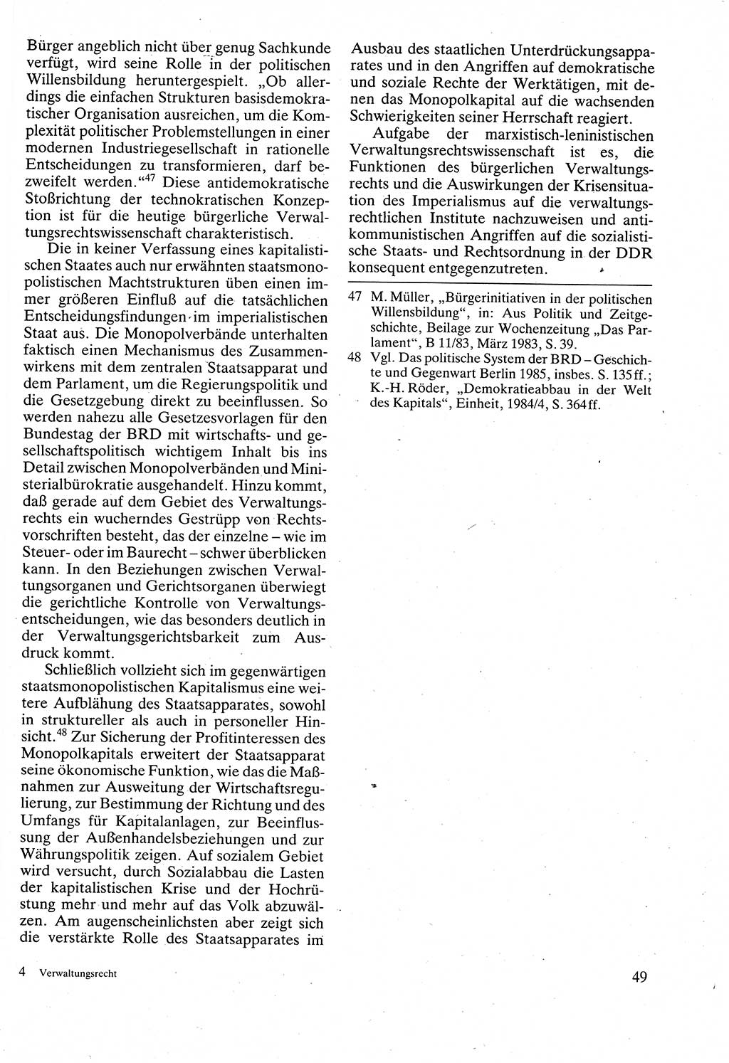 Verwaltungsrecht [Deutsche Demokratische Republik (DDR)], Lehrbuch 1988, Seite 49 (Verw.-R. DDR Lb. 1988, S. 49)