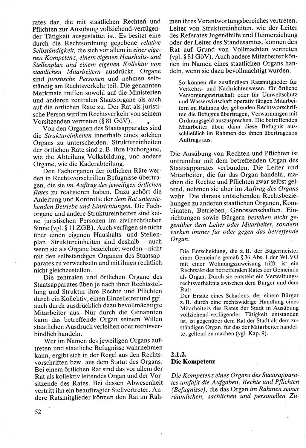 Verwaltungsrecht [Deutsche Demokratische Republik (DDR)], Lehrbuch 1988, Seite 52 (Verw.-R. DDR Lb. 1988, S. 52)