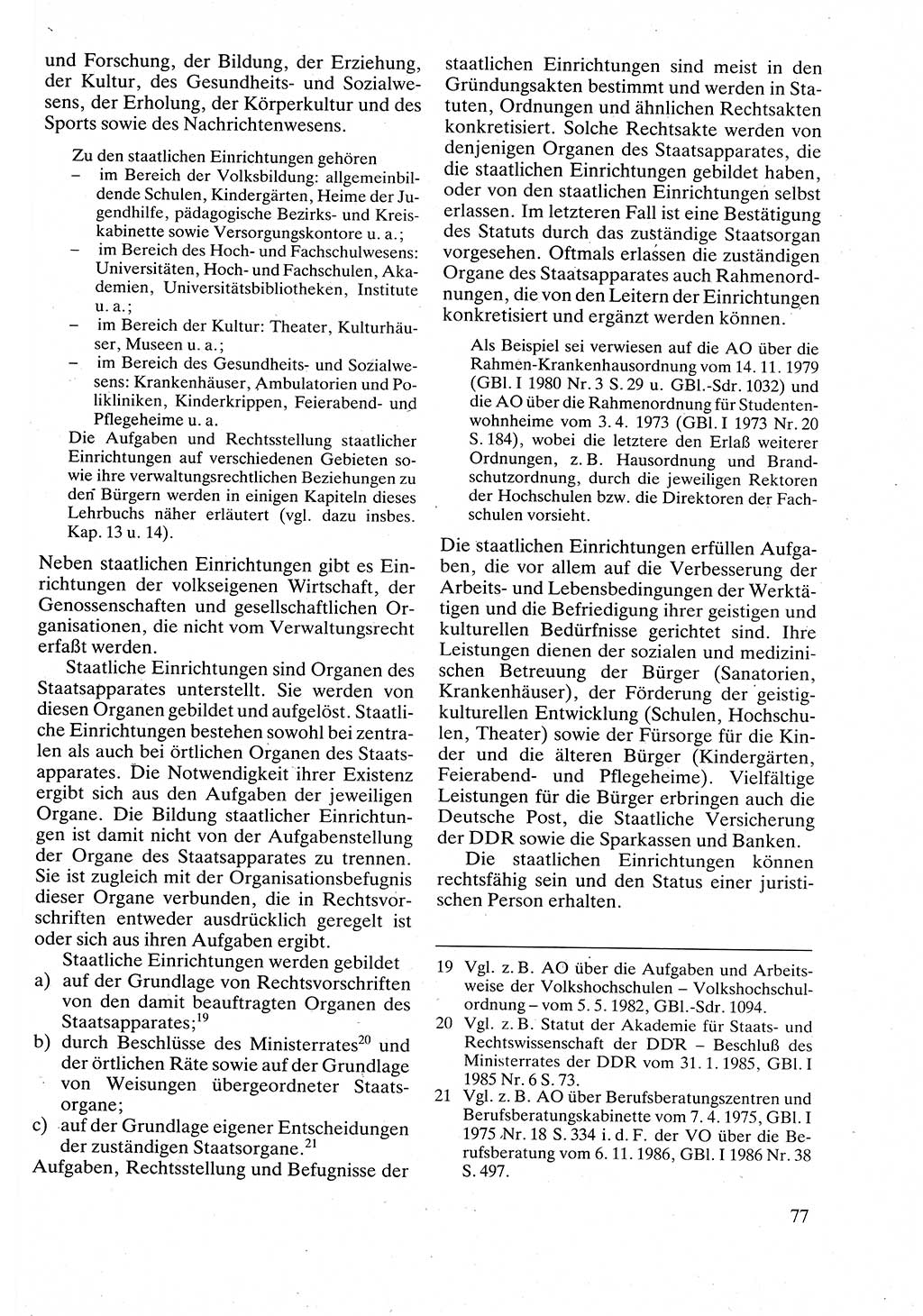 Verwaltungsrecht [Deutsche Demokratische Republik (DDR)], Lehrbuch 1988, Seite 77 (Verw.-R. DDR Lb. 1988, S. 77)