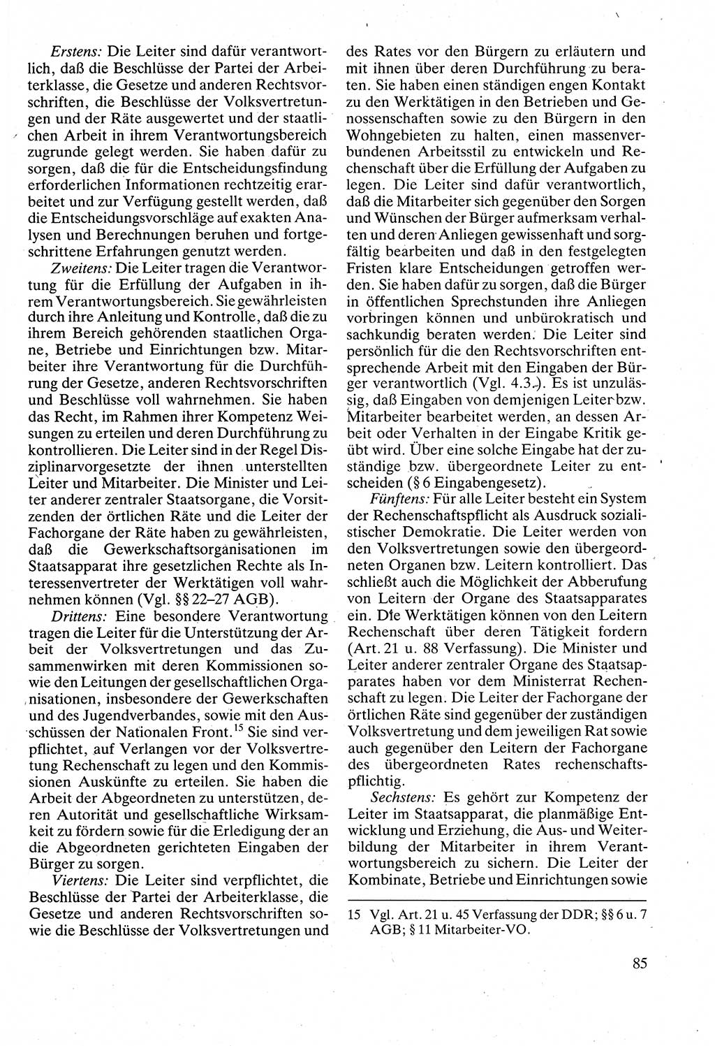 Verwaltungsrecht [Deutsche Demokratische Republik (DDR)], Lehrbuch 1988, Seite 85 (Verw.-R. DDR Lb. 1988, S. 85)
