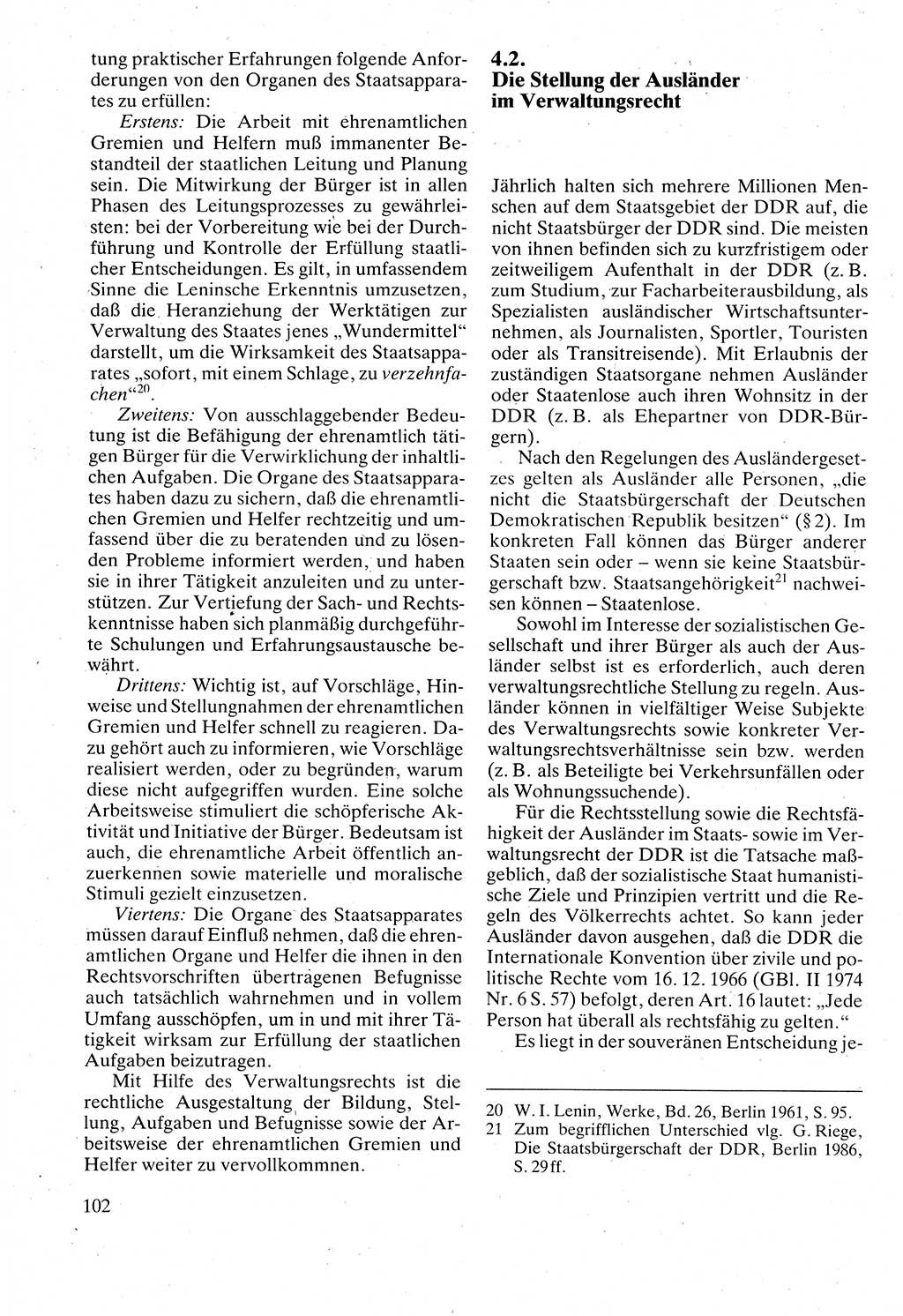 Verwaltungsrecht [Deutsche Demokratische Republik (DDR)], Lehrbuch 1988, Seite 102 (Verw.-R. DDR Lb. 1988, S. 102)