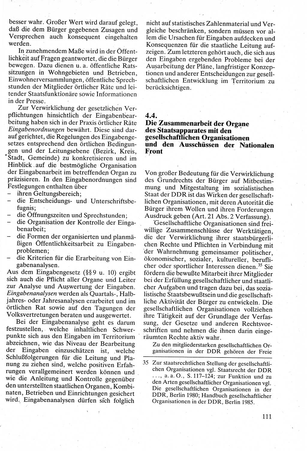Verwaltungsrecht [Deutsche Demokratische Republik (DDR)], Lehrbuch 1988, Seite 111 (Verw.-R. DDR Lb. 1988, S. 111)