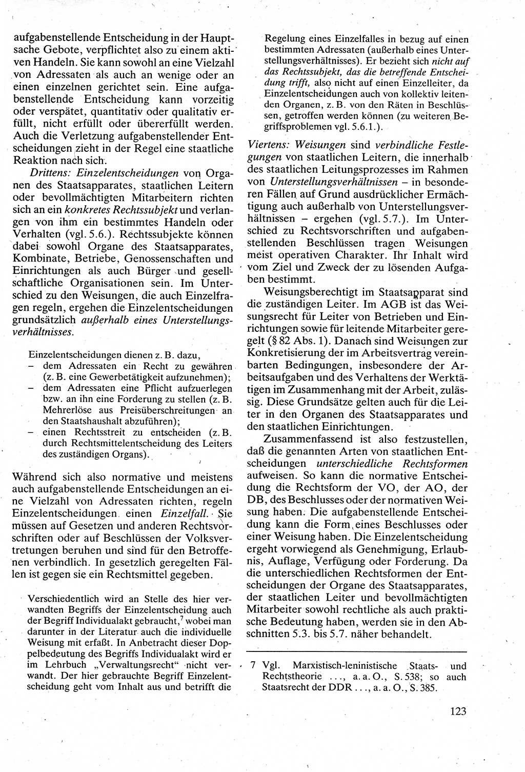 Verwaltungsrecht [Deutsche Demokratische Republik (DDR)], Lehrbuch 1988, Seite 123 (Verw.-R. DDR Lb. 1988, S. 123)