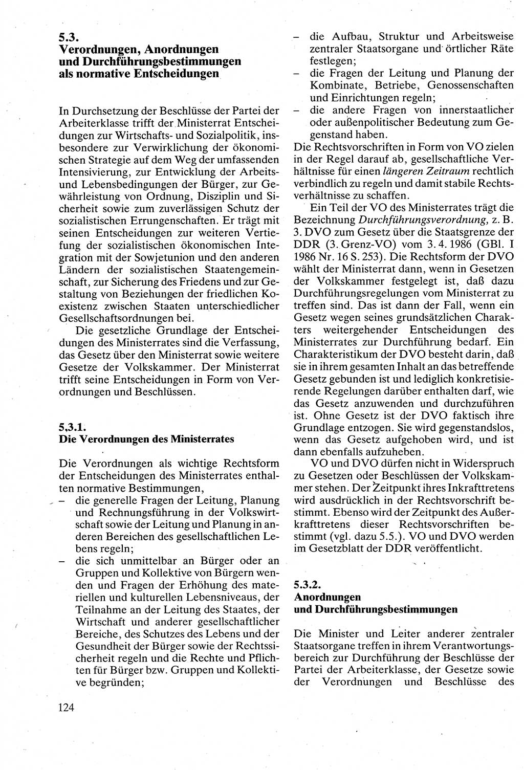 Verwaltungsrecht [Deutsche Demokratische Republik (DDR)], Lehrbuch 1988, Seite 124 (Verw.-R. DDR Lb. 1988, S. 124)